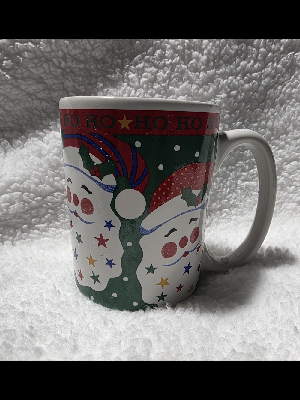 Signature Festive Santa Christmas Holiday Mug - Green & Red 15 Oz.coffee Mug.